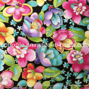 Reactive Printed Flower Cotton Printed Fabric for Chirden Dress